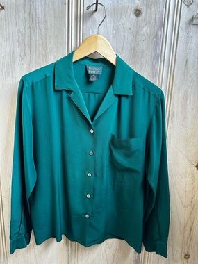 Alcott & Andrews 100% Silk Blouse – Emerald Green – Size 10